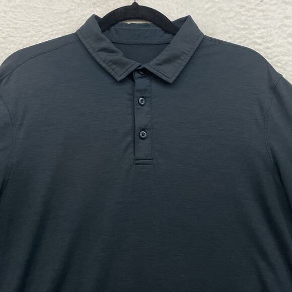 Lululemon Shirt Mens Medium Black Evolution Polo Short Sleeve Golf Performance - Picture 2 of 8